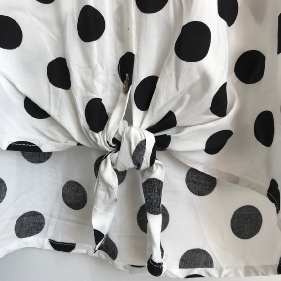 Love Notes Polka Dot Tie Front‎ Button Up Blouse size Small lightweight bohemian - Picture 4 of 9